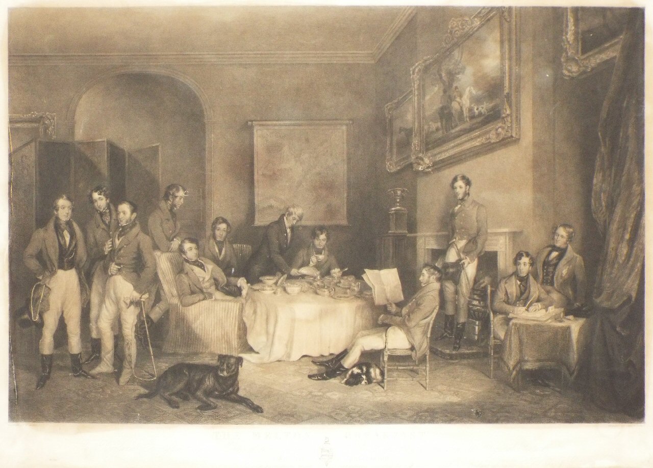 Mezzotint - The Melton Breakfast.To Rowland Errington Esq.re Master of the Quorn Hounds, this Engraving from the Original Picture in his possession, Is with permission most respectfully dedicated by his much obliged and Obedient Servants, Hodgson & Graves. - Lewis